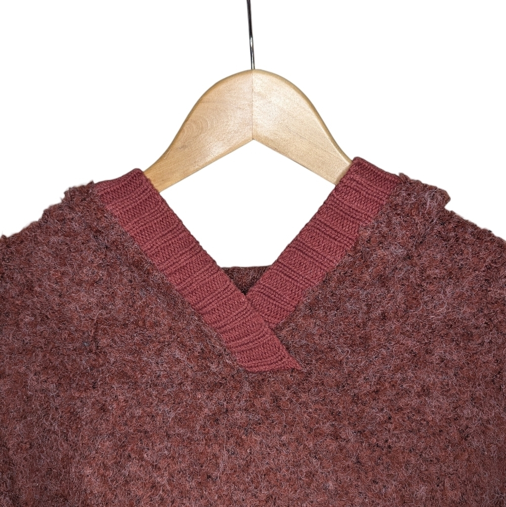 Free People Mila Hoodie Sweater Size Small Cherry Mahogany Oversized Boucle Knit - Picture 4 of 14